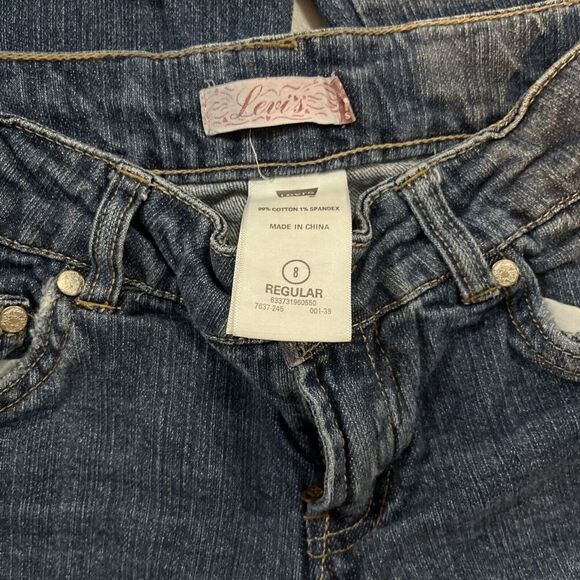 Levi' GIRLS DENIM BLUE JEANS SIZE 8 REGULAR WITH BACK FLAP POCKETS GUC - Picture 3 of 6